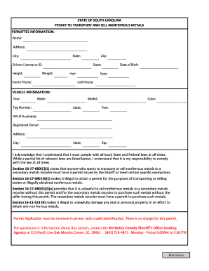  Dorchester County Scrap Metal Permit 2011-2024