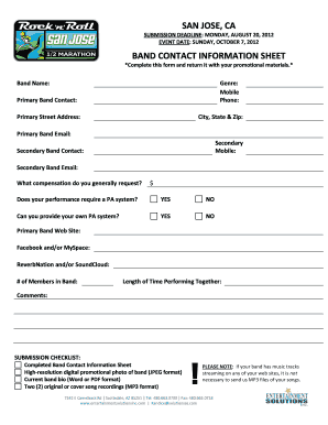 RNR AZ Band Recruitment Info Sheet  Form