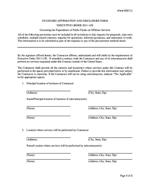 Standard Affirmation Disclosure Form Ohio