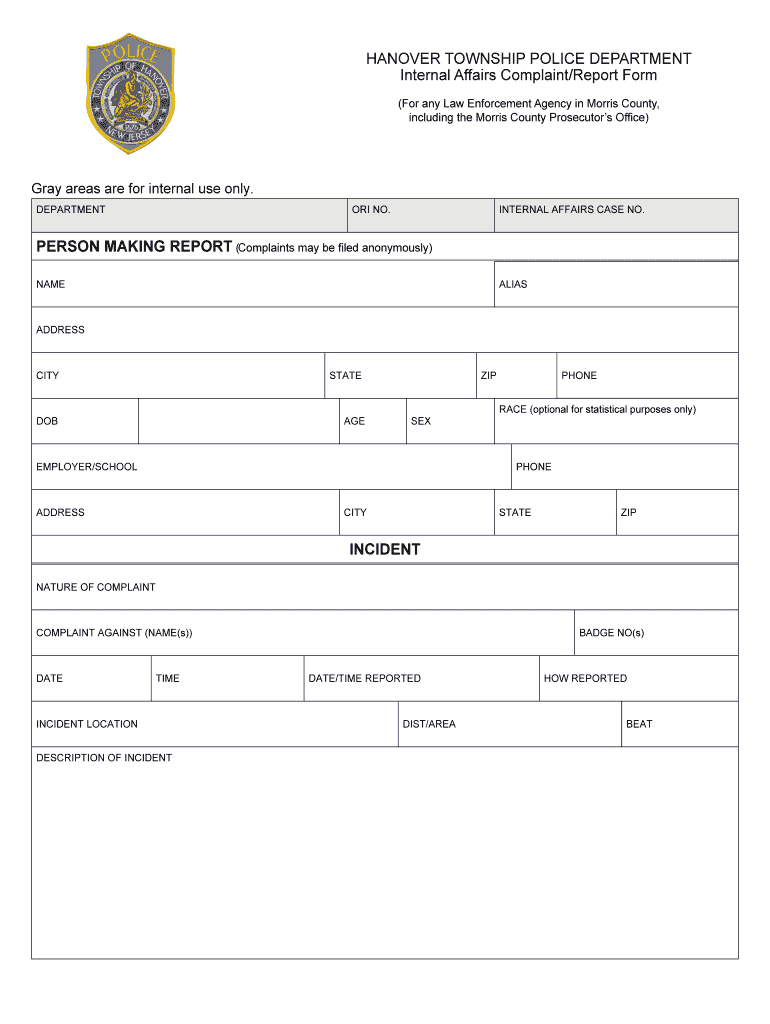 Police Report Template  Form