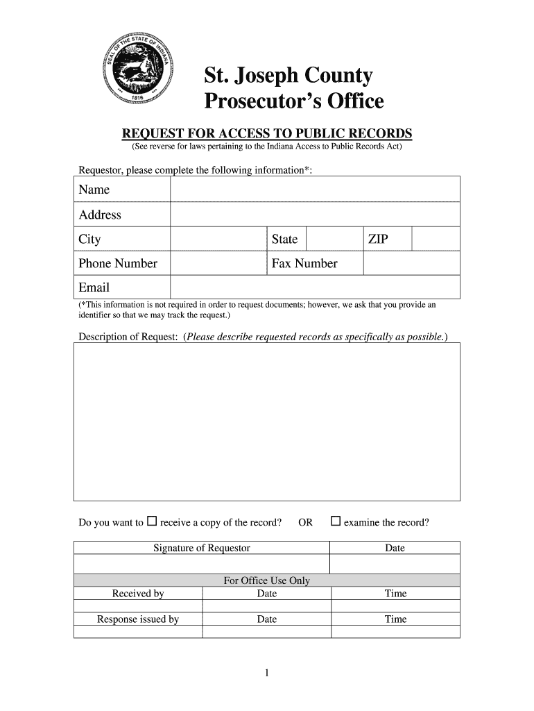 St Joseph County Prosecutor&#039;s Office Stjoepros  Form