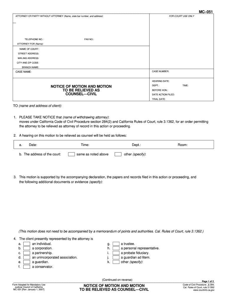  Emergency Motion to Stay Form for Los Angeles Ca 2007-2024