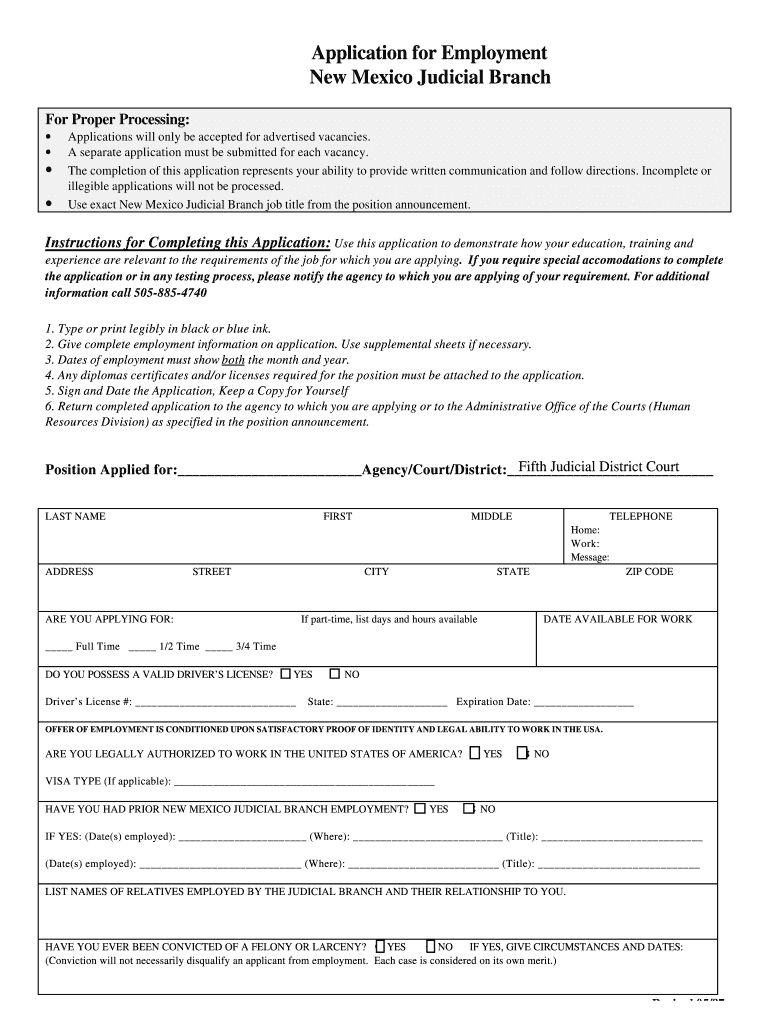 New Mexico Judicial Branch Application  Form