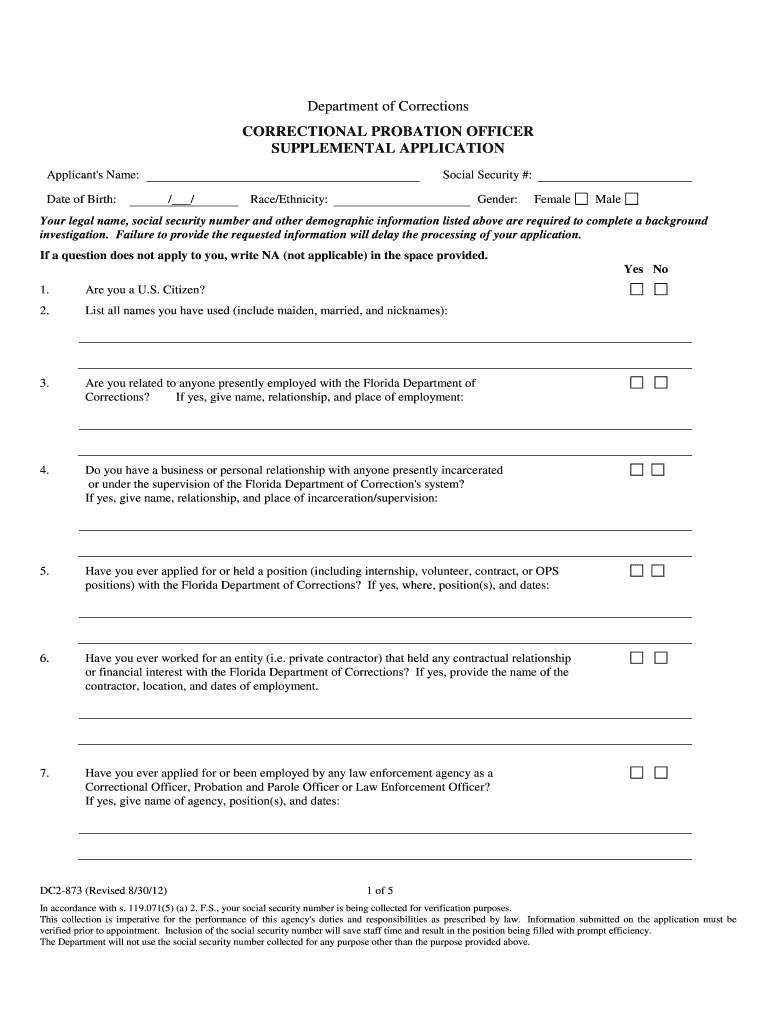  Florida Department of Corrections Public Service Hours Form 2012