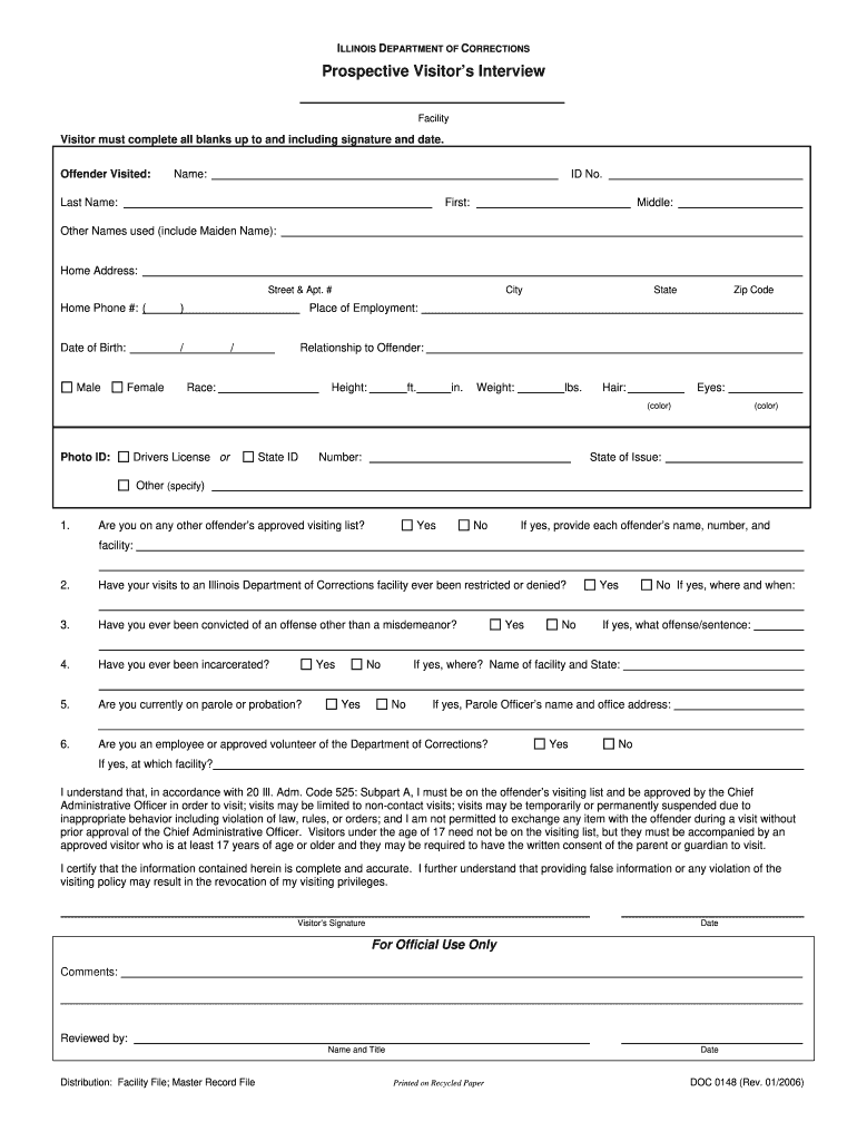  Prospective Visitor Interview Form 2006