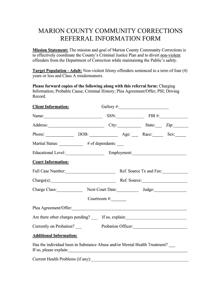 Marion County Community Corrections  Form