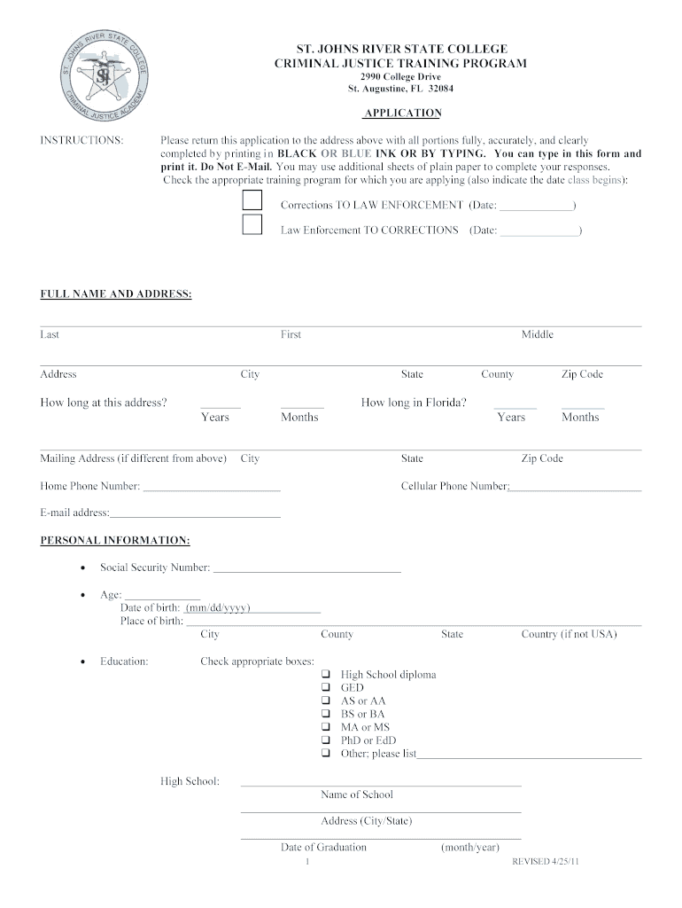 Criminal Justice Program Application Sjrstate  Form