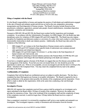  Filing a Complaint with the Board it is the Board's Oregon Gov Oregon 2009