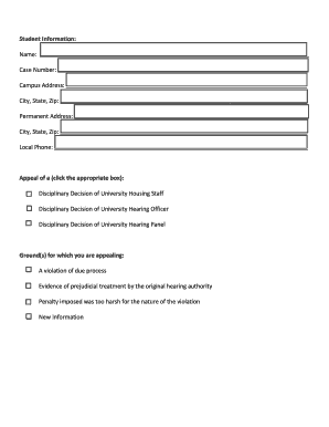 Office of Student Conduct Appeals Request Packet Clayton  Form