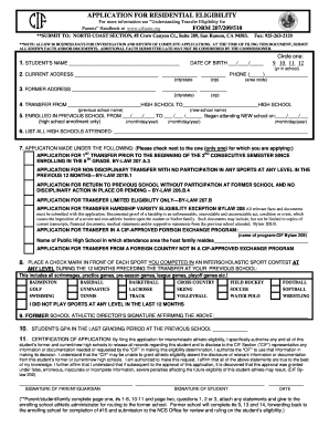 Cif Application for Residential Eligibility Form
