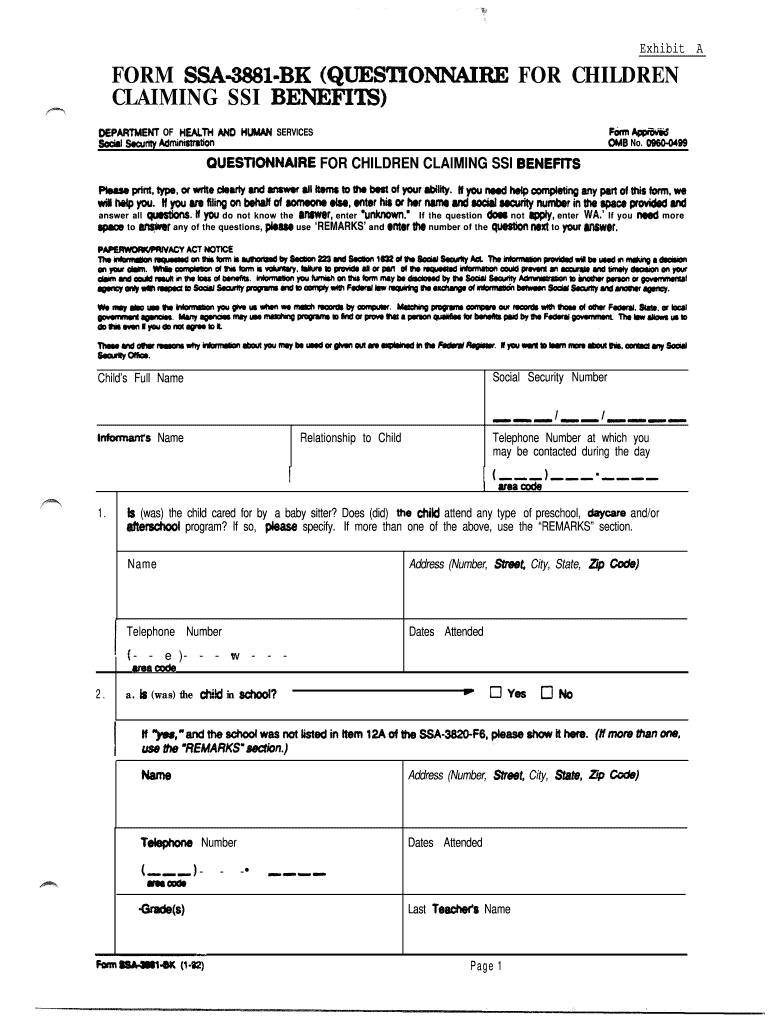 Social Security Form 3881