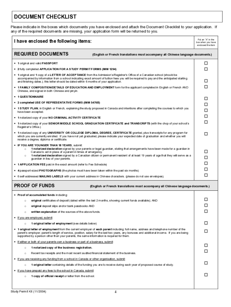 Document Checklist Canada Student Visa For Bangladesh Fill Out