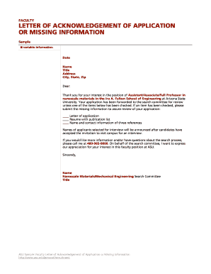 Sample Letter of Explanation for Lost Documents  Form