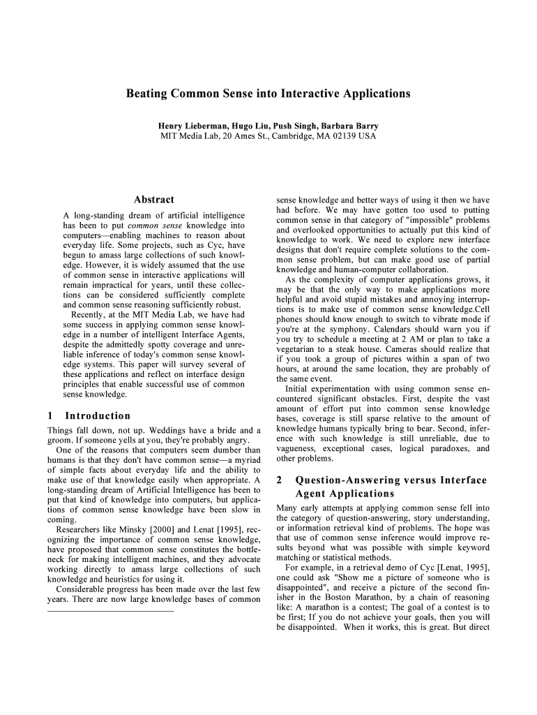 Beating Common Sense into Interactive Applications Web Media Mit  Form