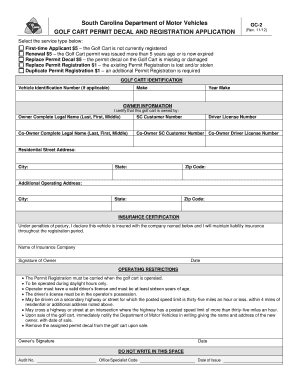 GC 2 GOLF CART PERMIT APPLICATION  Form