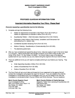 PROPOSED GUARDIANS INFORMATION SHEET Marincourt