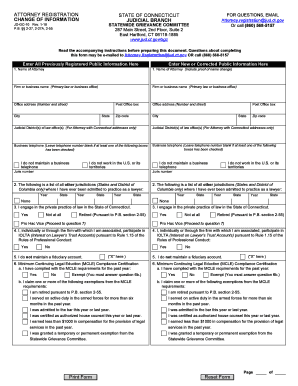  ATTORNEY REGISTRATION CHANGE of INFORMATION  Jud Ct 2012