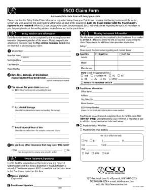 Esco Hearing Aid Insurance Complaints  Form