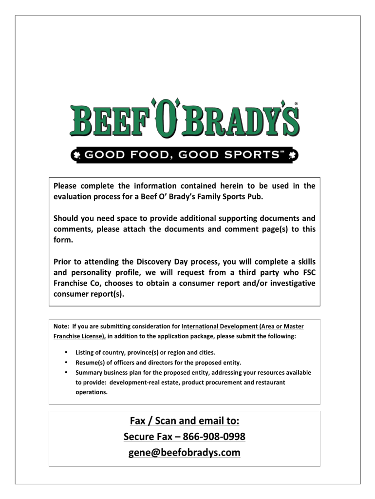 Beef O Bradys Application  Form
