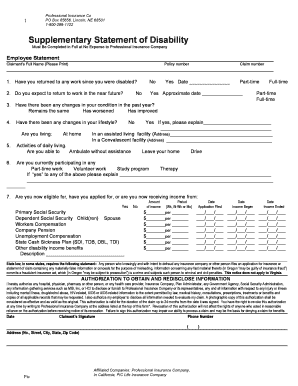 Cna Supplementary Statement Verification Form