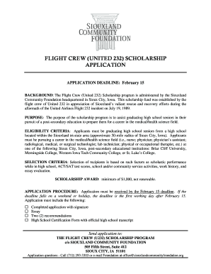 Flight Crew United 232 Scholarship Form