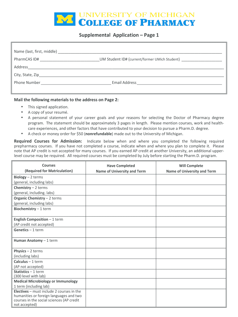 Supplemental Application UM SiteMaker Home University of Sitemaker Umich  Form