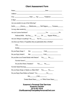 Esthetician Intake Form