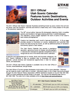 Official Utah Scenic Calendar Features Iconic Destinations Travel Utah  Form