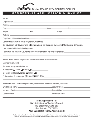 MEMBERSHIP APPLICATION &amp; INVOICE  Form