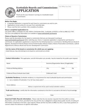 Scottsdale Boards and Commissions APPLICATION SUPPLEMENT Scottsdaleaz  Form