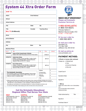  System 44 Next Generation Order Form 2011-2024