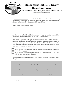 Reedsburg Public Library Donation Form Reedsburglibrary