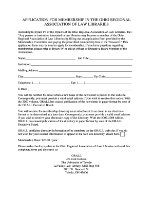 ORALL Application Form Ohio Regional Association of Law Orall