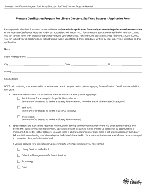 Application Form Montana State Library Msl Mt