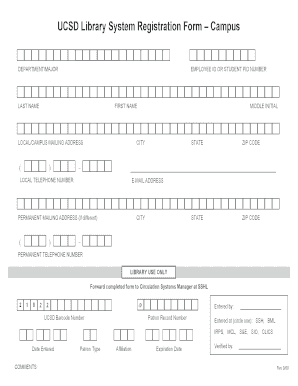 UCSD Library System Registration Form Campus Libraries Ucsd