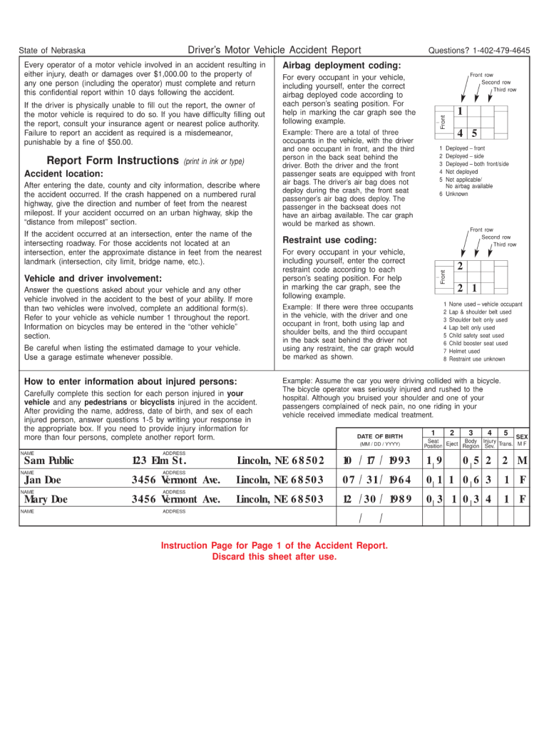 Nebraska State Accident Report  Form