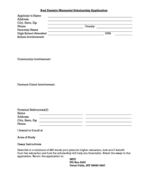 Bud Daniels Memorial Scholarship  Form