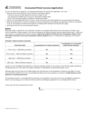  Washington State Concealed Carry Permit Application Form 2010