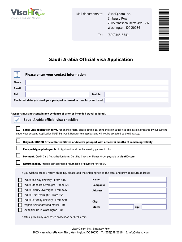 Apply Saudi Visa Online  Form