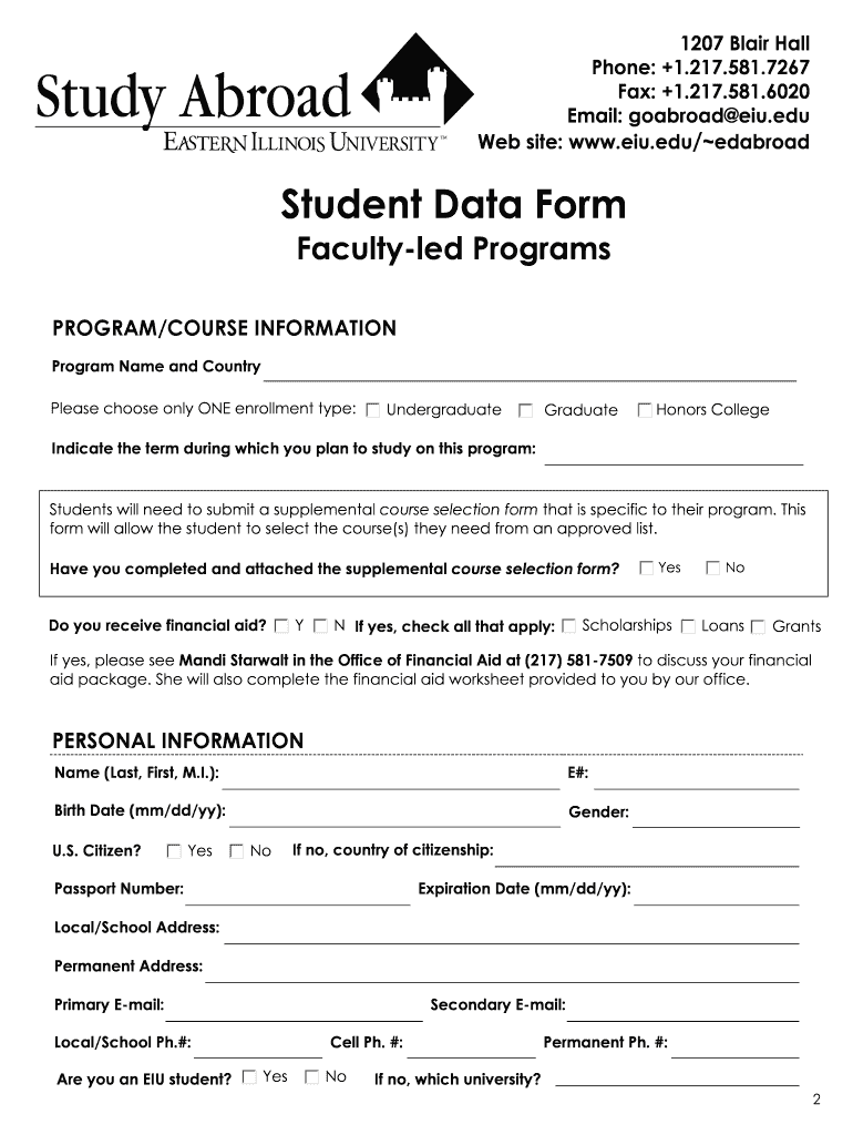 Study Abroad Application Instructions Eiu  Form