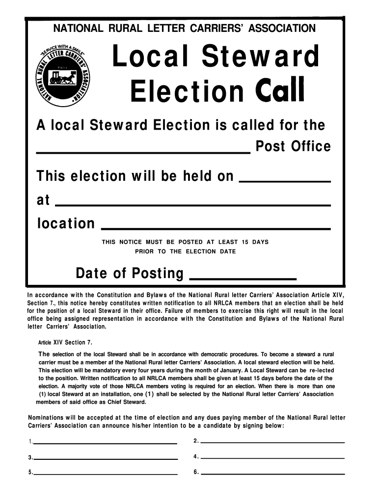  Postal Form for Steward Elections 1999