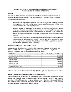 Systemic Supports for District and School Turnaround Usny Nysed  Form