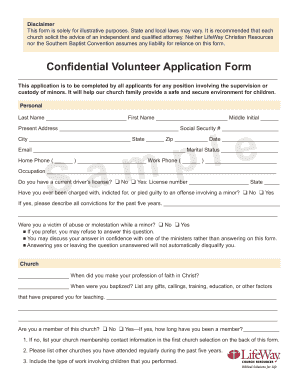 Lifeway Volunteer Application Form