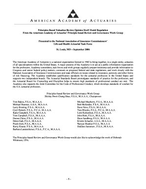 Draft Model Regulation on Principles Based Review September Draft Model Regulation on Principles Based Review September  Form