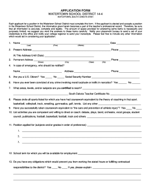 APPLICATION FORM WATERTOWN SCHOOL DISTRICT 14 4 Lakeareatech