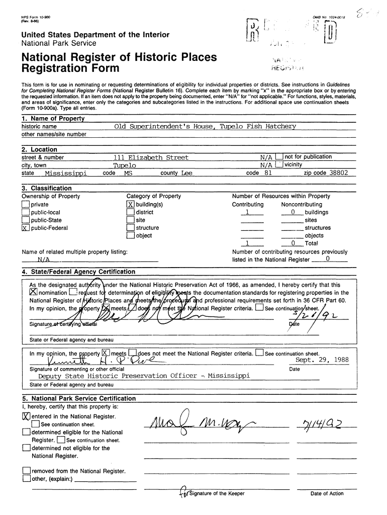 NPS Form 10 900 Rv Apps Mdah Ms