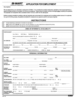 Bi Mart Application  Form