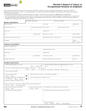 Worker?s Report of Njury or Occupational Isease to  Form