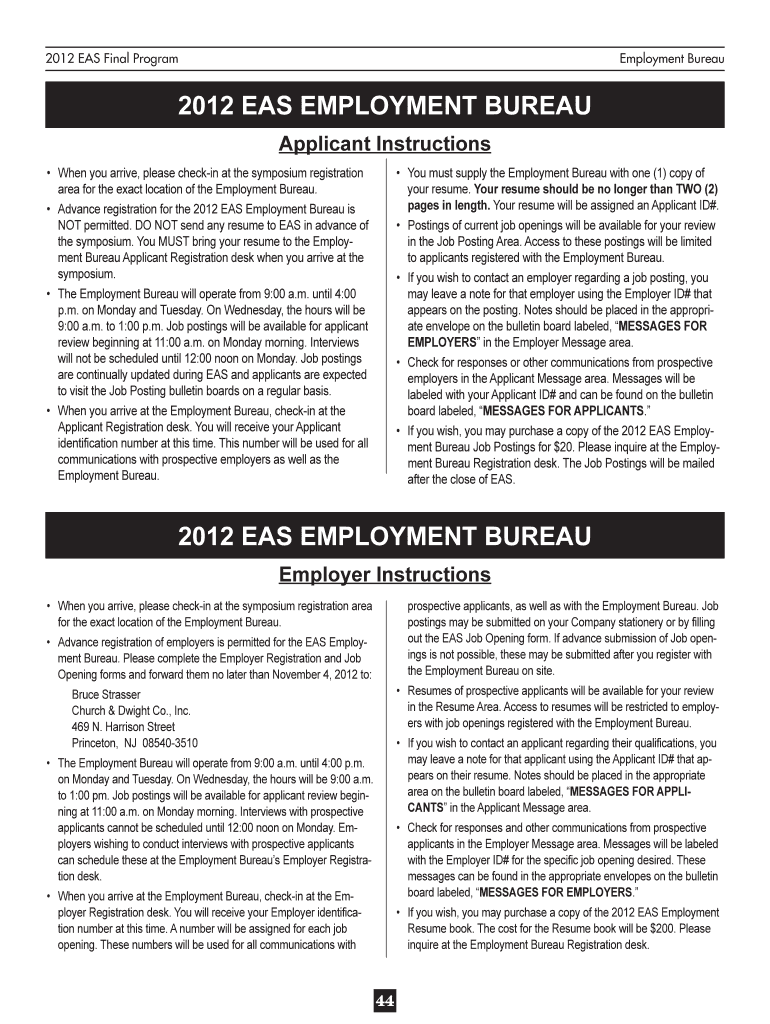 EAS EMPLOYMENT BUREAU Eas  Form