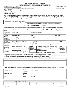 College Transcript Form